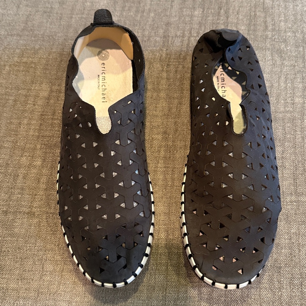 Eric Michael Black Perforated Loafers
